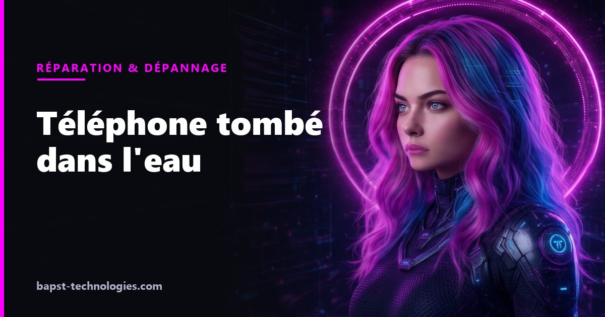 Téléphone tombé dans l'eau — illustration avec Lysara
