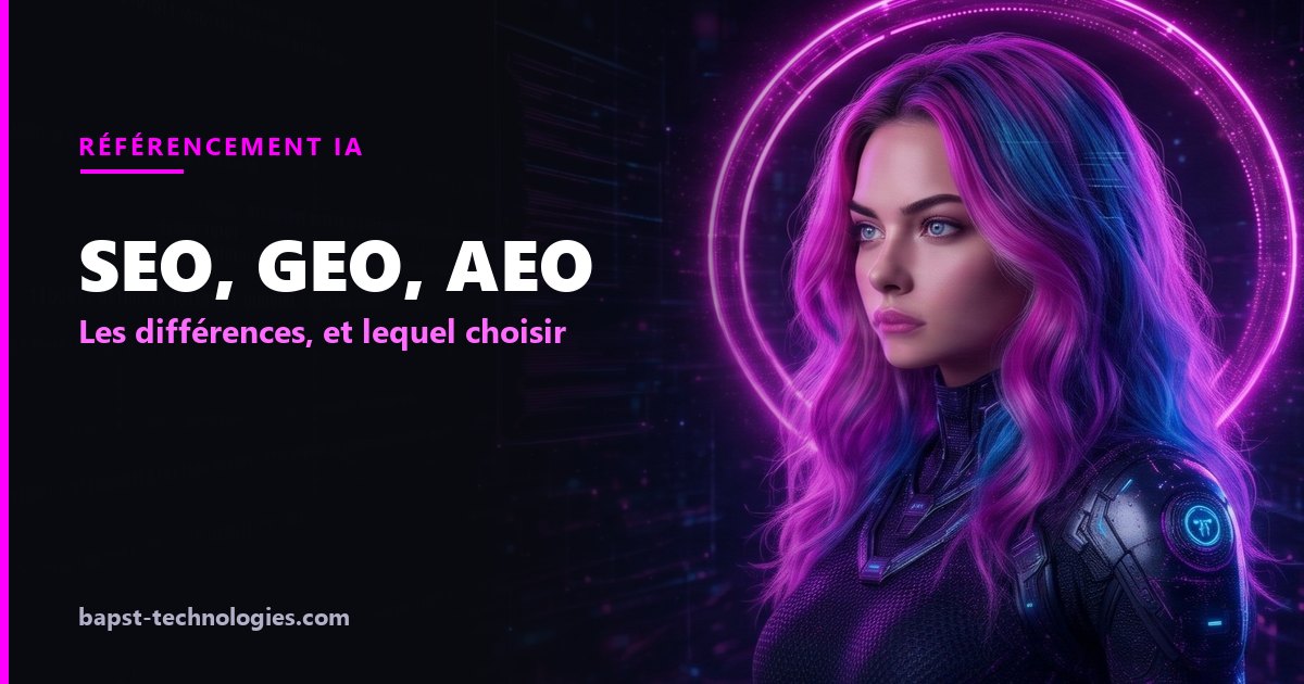 SEO, GEO, AEO : les différences, et lequel choisir — illustration avec Lysara