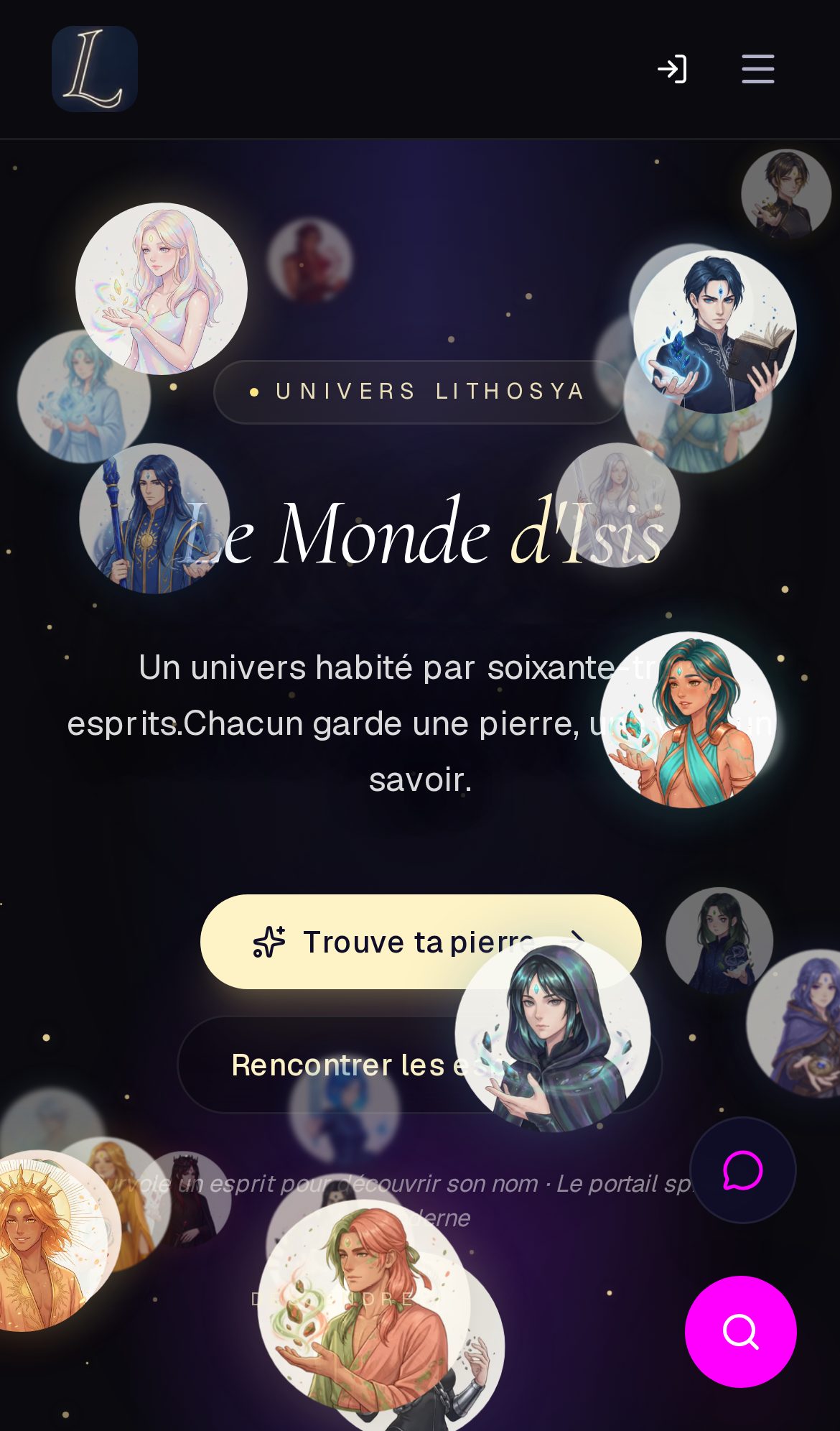 Le Monde d'Isis — vue mobile